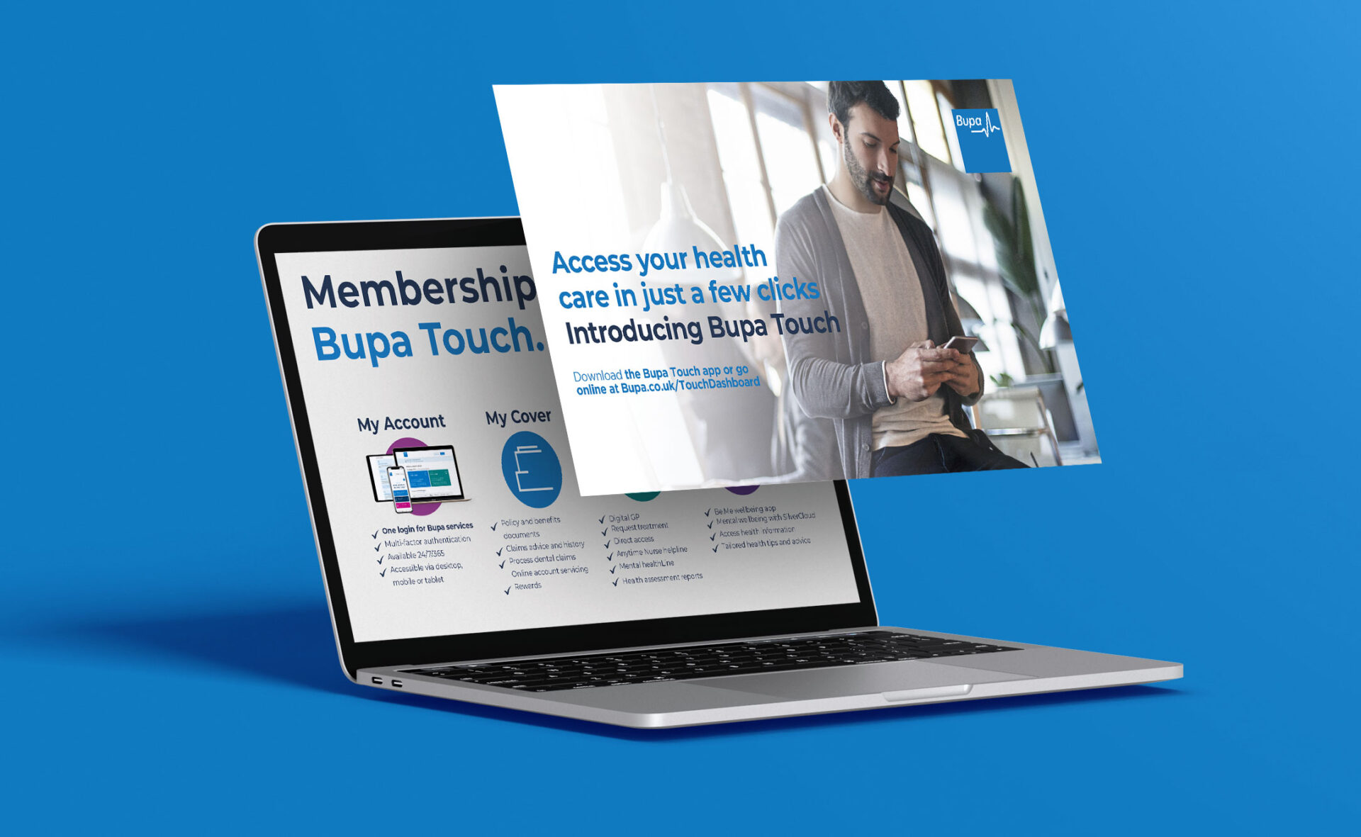 Bupa Digital image for Bupa Touch - upgrade by design agency Berge Farrell in Australia USA South Africa